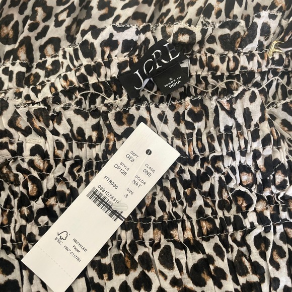 NWT!! J. CREW Smocked Maxi Dress Leopard Print Animal Ruffled Cotton Voile Small - Picture 13 of 15
